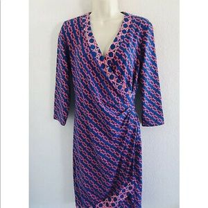 J. McLaughlin pink/blue wrap chain dress